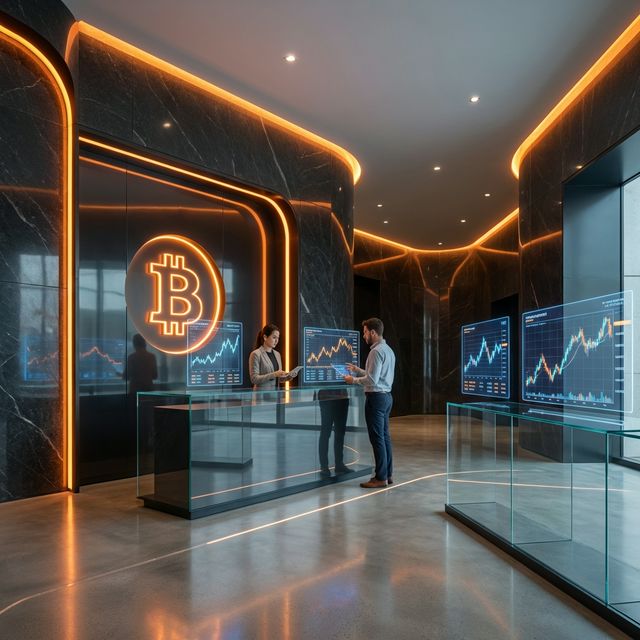 Современный офис обмена криптовалюты Crypto-Office